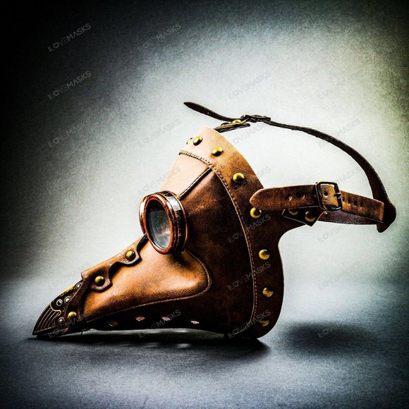 Halloween Plague Doctor Bird Nose Full Mask Brown - Picture 7 of 11